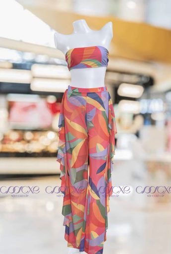 Bộ 2 mảnh quây họa tiết quần dài bèo